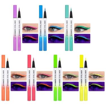 Imagem de Delineadores De Olho Líquidos Em Cores Vibrantes,6 Peças de Lápis de Delineador e Impermeável | Longa Duração Alta Pigmentação Brilhante de Maquilhagem em Gel para Festas Danças Noites e Dia