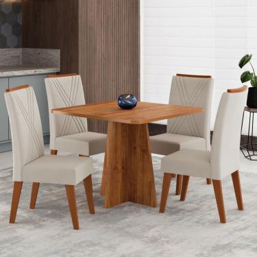 Imagem de Mesa de Jantar 4 Lugares Street Marrom/Bege - Viero Móveis