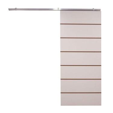 Imagem de Porta De Correr Branco Prime Frisada Kit Alumínio F09 - 210x70 - Vanin