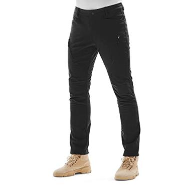 Imagem de Calça masculina KUTOOK impermeável softshell calça cargo caminhada calça com zíper bolsos para esportes de inverno, Preto, X-Large