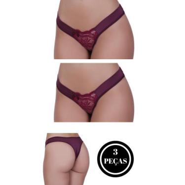 Imagem de Kit 3 Calcinha de Renda Tanga - c4 KIT 3 BELA - TERRA E MAR MODAS, Vin