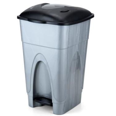 Imagem de Lixeira com Tampa e Pedal Cinza 7,5 Litros Ideal para Cozinha ou Banhe