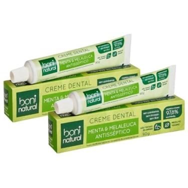 Imagem de Kit 2 Creme Dental com óleos naturais de Menta e Melaleuca Vegano e Natural, Sem Flúor, Sem Triclosan, Boni Natural, Branco