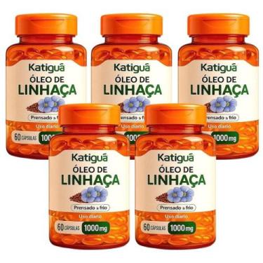 Imagem de Kit Katiguá Óleo de Linhaça 1000mg C/5 Uni De 60 Cápsulas Cd - KATIGUA