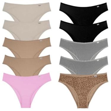 Imagem de Del Rio Kit 10 Calcinhas Biquíni Microfibra Liso Estampado Tamanho P