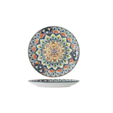 Imagem de Prato doméstico de cerâmica simples e requintado de estilo europeu resistente a altas temperaturas com personalidade criativa - prato raso de 20 cm