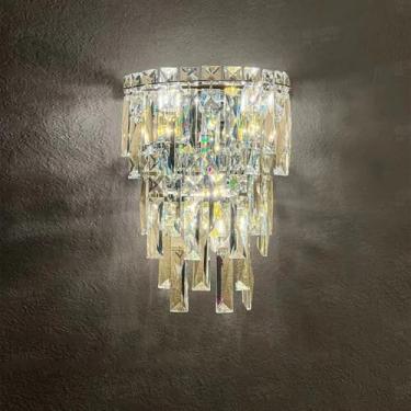 Imagem de Parede De Cristal Moderna Scoe E12 Luz De Parede Interna De Luxo Luminária De Iluminação De Vaidade Para Sala De Estar Quarto Corredor Banheiro Lâmpada Montada Na Parede, Gold, 30inch