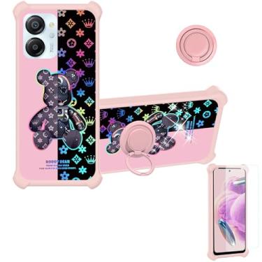 Imagem de jioeuinly Capa para celular Oscal Modern 8 compatível com Blackview Color 8 [com protetor de tela de vidro temperado][PC rígido + silicone macio][suporte para anel] [luz refletora colorida] IMDF-JXX