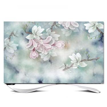 Imagem de Capa de TV interna para TV LCD LED capa contra poeira pano impressão floral TV capa protetora à prova de poeira decorativa pendurado e desktop display interno escudo arte telas capa-flor||49-52