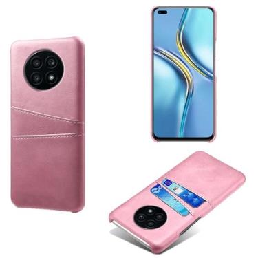 Imagem de Capas Compatível com Honor X20,Caso de couro PU-Tampa de telefone a prova de choque com 2 slots de cartão,Proteção anti-impressão digital e anti-gota-Pink