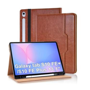 Imagem de Varohix Capa para Samsung Galaxy S10 Fe Plus de 13 polegadas com suporte para caneta S, couro sintético com alça de mão, capa flip para Galaxy S10 FE+ com bolsos hibernar/despertar automático para