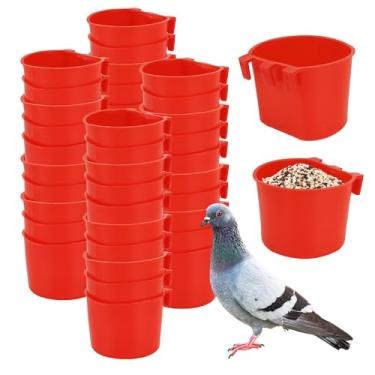 Imagem de 40 copos de gaiola, alimentadores de pássaros, dispensador de água para pássaros, bebedouro de codorna de plástico para galinhas pequenas, papagaio, periquito, animal de estimação, aves, pombos