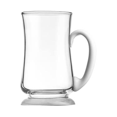 Imagem de Barski - Qualidade europeia - Vidro feito à mão - Caneca/caneca de cerveja transparente grande - com alça opala (branca) e base fosca - 590 ml - Feito na Europa