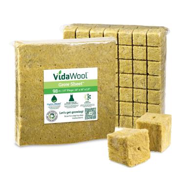 Imagem de VidaWool® Grow Sheet™, propagação de plantas de lã de rocha, iniciador de sementes hidropônicas, suprimentos hidropônicos, 2 folhas, 98 unidades