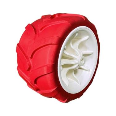 Imagem de Ioensy Roda sólida resistente para carrinho de praia, universal, portátil, peças de reposição, carrinho de PU, dobrável, acampamento, de praia dobrável, Branco Vermelho
