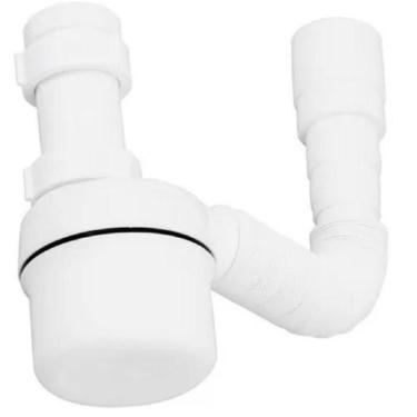 Imagem de Sifão Copo Tigre Sanfonado Universal Lavatório Pia Parede, Branco