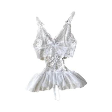 Imagem de Body de Renda Cinza Sexy - Sem Alças, Mangas e Costas - Lingerie Femin