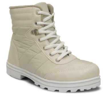 Imagem de Bota Coturno Infantil Tratorado Nº 28 Ao 37 Botinha Feminina Menina 09.28j (Off White, BR, Criança de 4 a 8 anos, Numérico, 31)
