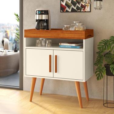 Imagem de Aparador Café Drink Com Portas  Pés Em Madeira Pinus Off White/Caramelo