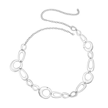 Imagem de Corrente feminina de cintura circular de metal moderna com anéis ovais irregulares Y2K acessório moderno para vestidos e calças de praia, free size, liga metálica, aço inoxidável