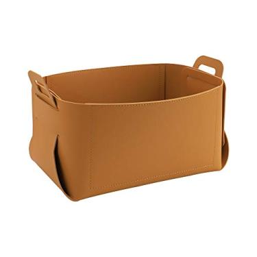 Imagem de KINIVA Cestas De Presentes Para Organizador Bandejas Valet - Cômoda Couro, Acessórios Joias, Mesa Penteadeira, Tampo (Amarelo)