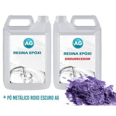 Imagem de Resina Epóxi 1KG + Pó Metálico Roxo Escuro AG - Resinas ag