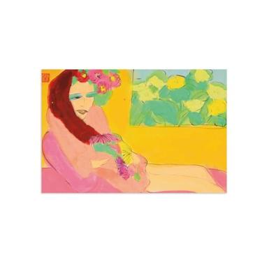 Imagem de Pintura Walasse Ting - Impressão em tela famosa - Imagem de arte de parede em tela para sala de estar decoração de escritório em casa - reprodução em tela - sem título 3/50x75 cm 20x30 polegadas sem