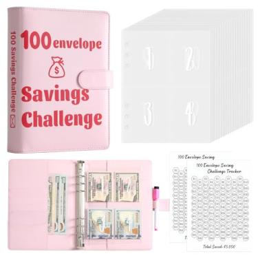 Imagem de Fichário para economia de dinheiro - Desafio de economia de dinheiro com 100 envelopes, livro de economia com envelopes de dinheiro, maneira fácil e divertida de economizar $5.050, 100 envelopes de