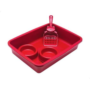 Imagem de Kit Higiene P/ Gatos Caixa Pá Comedouro e Bebedouro Stillpet - STEELLP