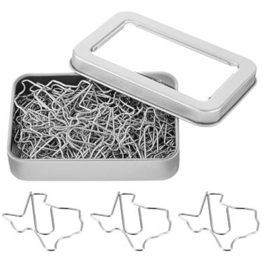 Imagem de AmazingSpark 60 peças de clipes de papel em forma de estado do Texas prata, lindos clipes de papel decorativos, marcador de páginas, lembranças, presente para escritório, material escolar, professor