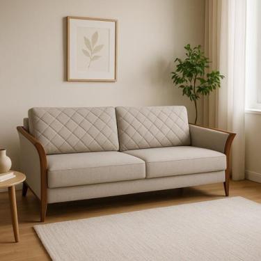 Imagem de Sofá 3 Lugares 220cm Com Pés Em Madeira Linha Premium Ecosto Em Metala