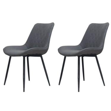 Imagem de Kit Com 2 Cadeiras Haifa Assento Em Mdf, Base Em Aço Fratini Grafite