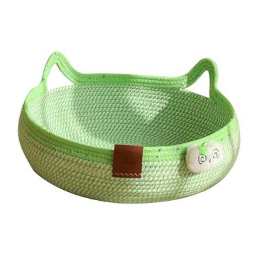 Imagem de Ｂｅｓｇａ Cama para gatos com corda trançada, cesta de dormir, gatinho arranhador com corda de brincar, casa de bolinhas, sofá para brincar, dormir, descansar, L