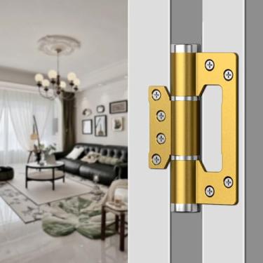 Imagem de Dobradiças de porta sem encaixe de 12.2 cm, dobradiça de porta de fechamento automático, dobradiça de mola, amortecedor hidráulico, abertura interna unidirecional de 175°, liga de alumínio espacial