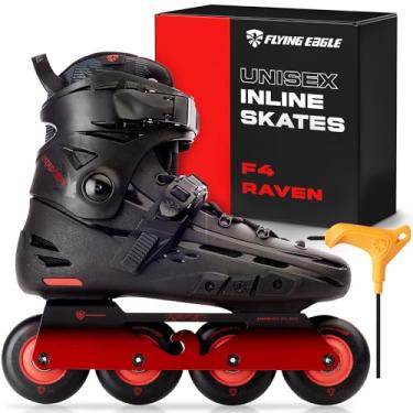 Imagem de Flying Eagle F4 Raven Freeskates - Patins em linha para adultos, patins de velocidade em linha para adultos, patins ao ar livre, patins, patins para adultos - Black Fire, tamanho masculino: 10,5 EUA