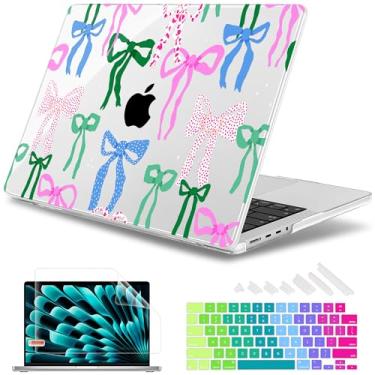 Imagem de May Chen Capa Para Macbook Pro M4 De 14 Polegadas, A3112, A3401 Max, A3185, M3, A2918, A2992, M2, A2779, M1, A2442, Versão 2024, 2023, 2022 E 2021, Rígida Plástico Com Teclado, Laços Coloridos