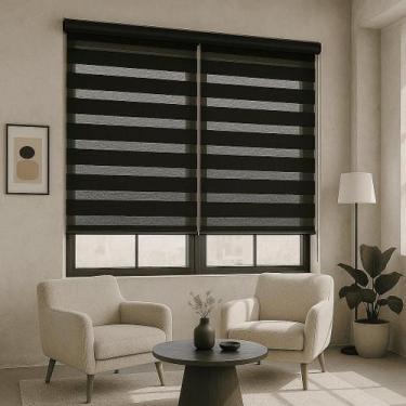 Imagem de Persiana Double Vision Sunny 240larg x 160alt Total Black (2 pçs) - To
