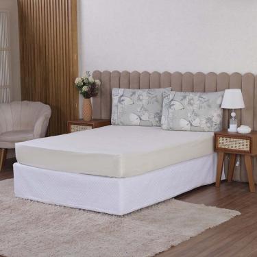 Imagem de Jogo De Lençol Beatriz Queen 3 Peças Percal 180 Fios 100% Algodão Ponto Palito - Palha Borboleta