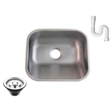Imagem de Tanque Inox 304 Fosco 40x34 Pequeno Sobrepor E Embutir 18l - AS