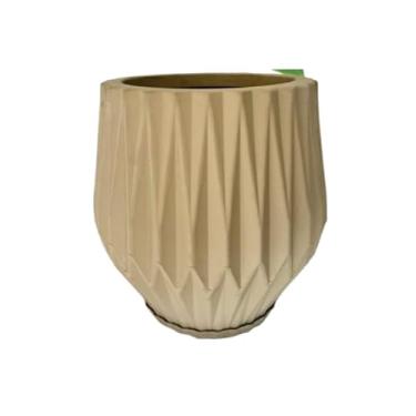 Imagem de Vaso para Plantas Flores e Decoração, Origami N3, Decorativo (BEGE)
