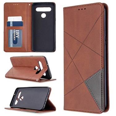 Imagem de HONGYAN Capa de telefone Para LG K61 Rhombus Texture Horizontal Flip Capa de Couro Magnético com Suporte e Slots de Cartão e Carteira Capa protetora
