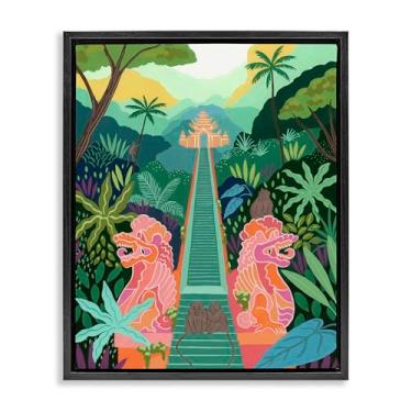 Imagem de Stupell Industries Arte de parede em tela flutuante preta da floresta de macacos para o templo por Courtney Haley, 53 x 43 cm