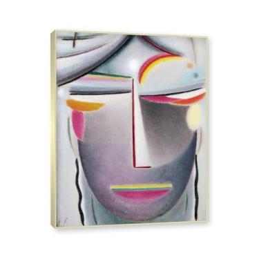 Imagem de NHLDZYH Moldura champanhe. Alexej von Jawlensky, impressão clássica, (cabeça abstrata de buda escura), decoração de parede para cozinha, quarto. 30x40cm