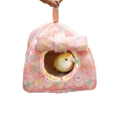 Imagem de CXYYXF Cama quente para barraca de papagaio de ninho de pássaro para inverno, rede quente, cama de dormir para pássaros pequenos, médios, periquitos, periquitas, conures, calopsitas quacres (rosa)