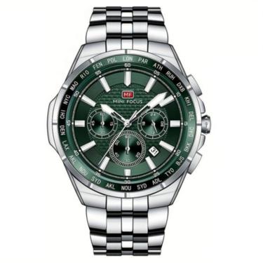 Imagem de Relógio De Pulso Quartzo Para Homens Pulseira Em Aço Inoxidável Com Ponteiros Luminosos Verde