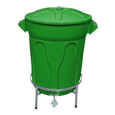 Imagem de Lixeira Redonda 100 L Verde + Pedal De Aço Desmontável Jsn
