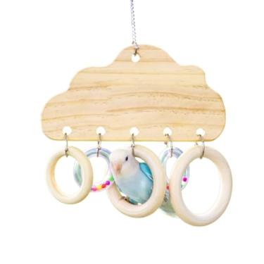 Imagem de Anéis de balanço de pássaros para gaiola, brinquedos de madeira para pássaros, brinquedos de escalada de poleiro de papagaio, suporte de poleiro de papagaio para conure, periquito, calopsita
