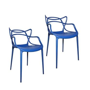 Imagem de Kit 2 Cadeiras Allegra Design ModernacEmpilhável Azul Bic para Área Externa