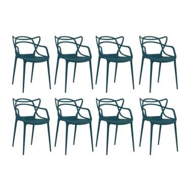 Imagem de Kit 8 Cadeiras Masters Allegra Com Assento Removível Azul Petróleo Azul Petróleo