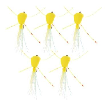 Imagem de Briny River 5 peças de iscas de pesca de insetos triangulares amarelos tamanho 10 ganchos simulam isca artificial de inseto